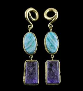 Amazonite X Charoite Stone Ear Weights Version 7
