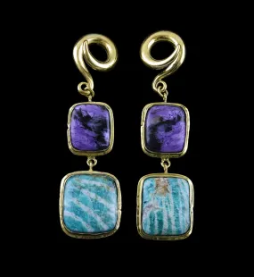 Amazonite X Charoite Stone Ear Weights Version 8
