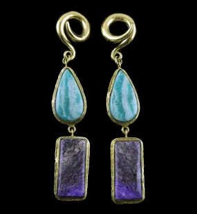 Amazonite X Charoite Stone Ear Weights Version 9