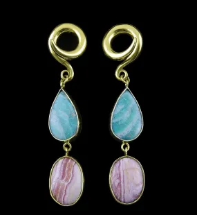 Amazonite X Rhodochrosite Stone Ear Weights Version 5