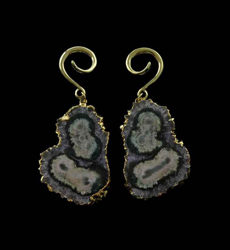 Amethyst Stalactite Brass Ear Weights Version 13