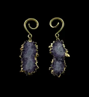 Amethyst Stalactite Brass Ear Weights Version 16