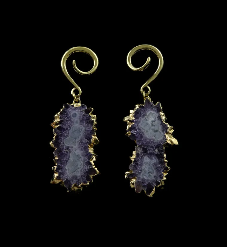 Amethyst Stalactite Brass Ear Weights Version 16