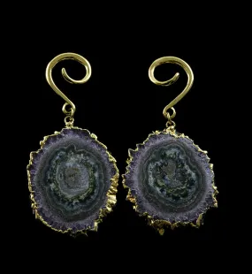Amethyst Stalactite Brass Ear Weights Version 29