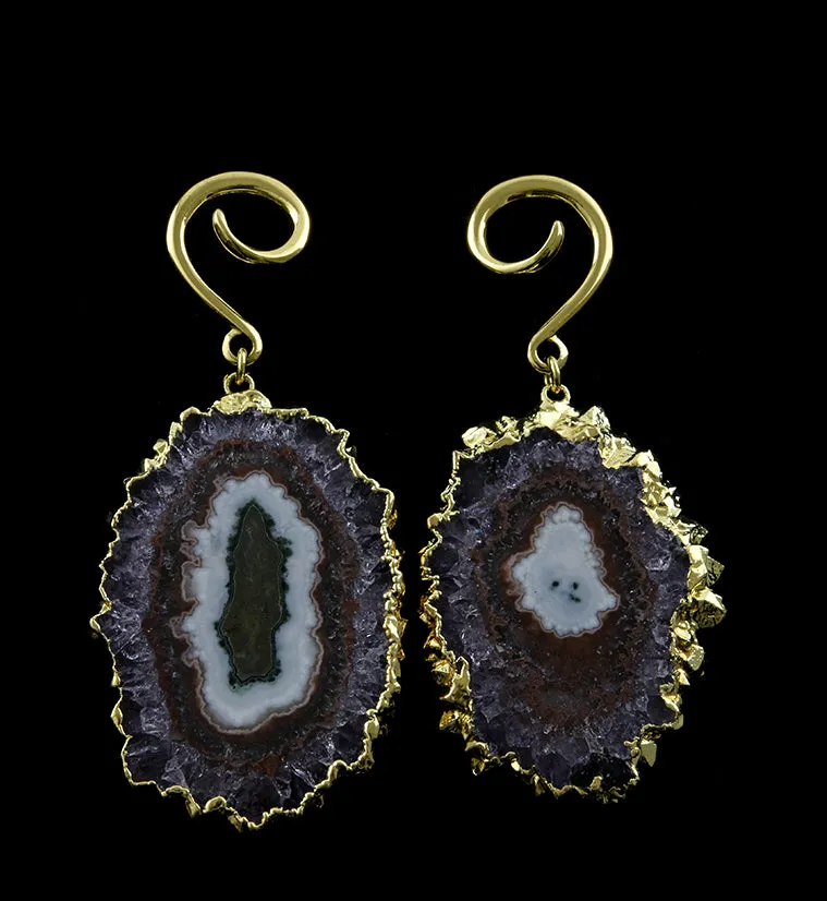 Amethyst Stalactite Brass Ear Weights Version 30
