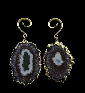 Amethyst Stalactite Brass Ear Weights Version 30