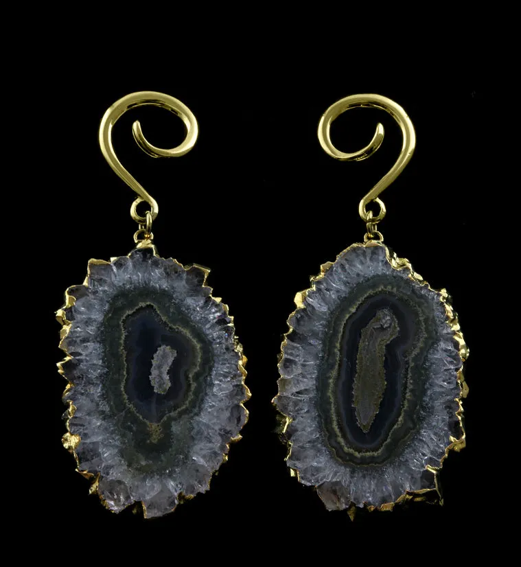 Amethyst Stalactite Brass Ear Weights Version 31