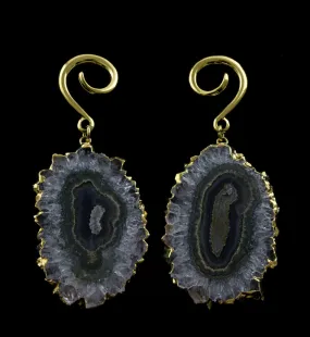 Amethyst Stalactite Brass Ear Weights Version 31
