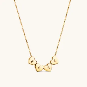 Amo Heart Quadruple Bead Necklace in Gold