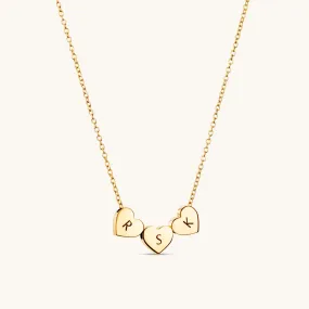 Amo Heart Triple Bead Necklace in Gold