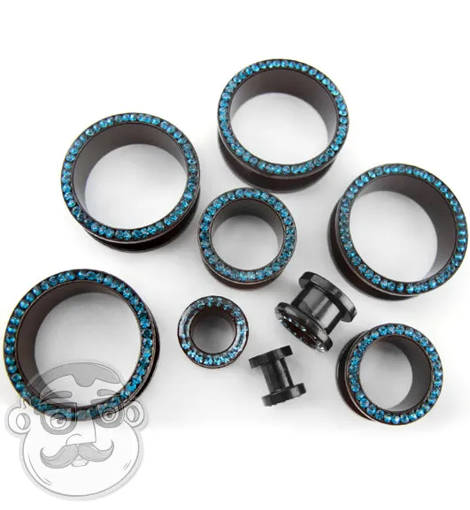 Aqua CZ Rim Black PVD Stainless Steel Tunnels