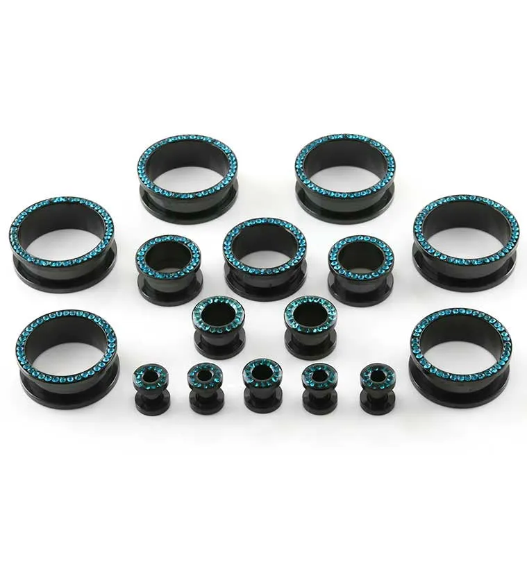 Aqua CZ Rim Black PVD Stainless Steel Tunnels