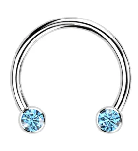 Aqua CZ Threadless Titanium Circular Barbell