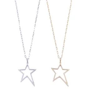 Ashley Gold Open Star CZ Necklace