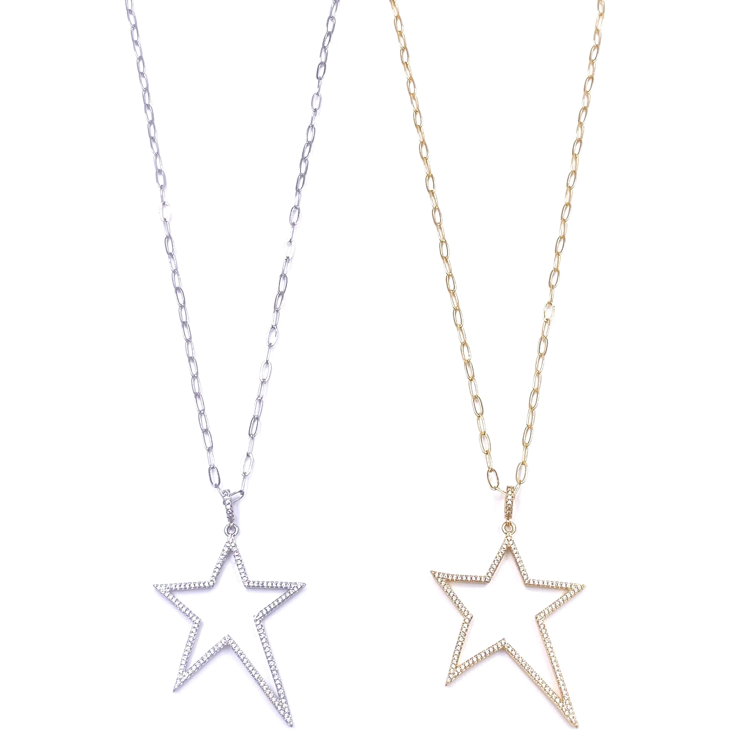 Ashley Gold Open Star CZ Necklace