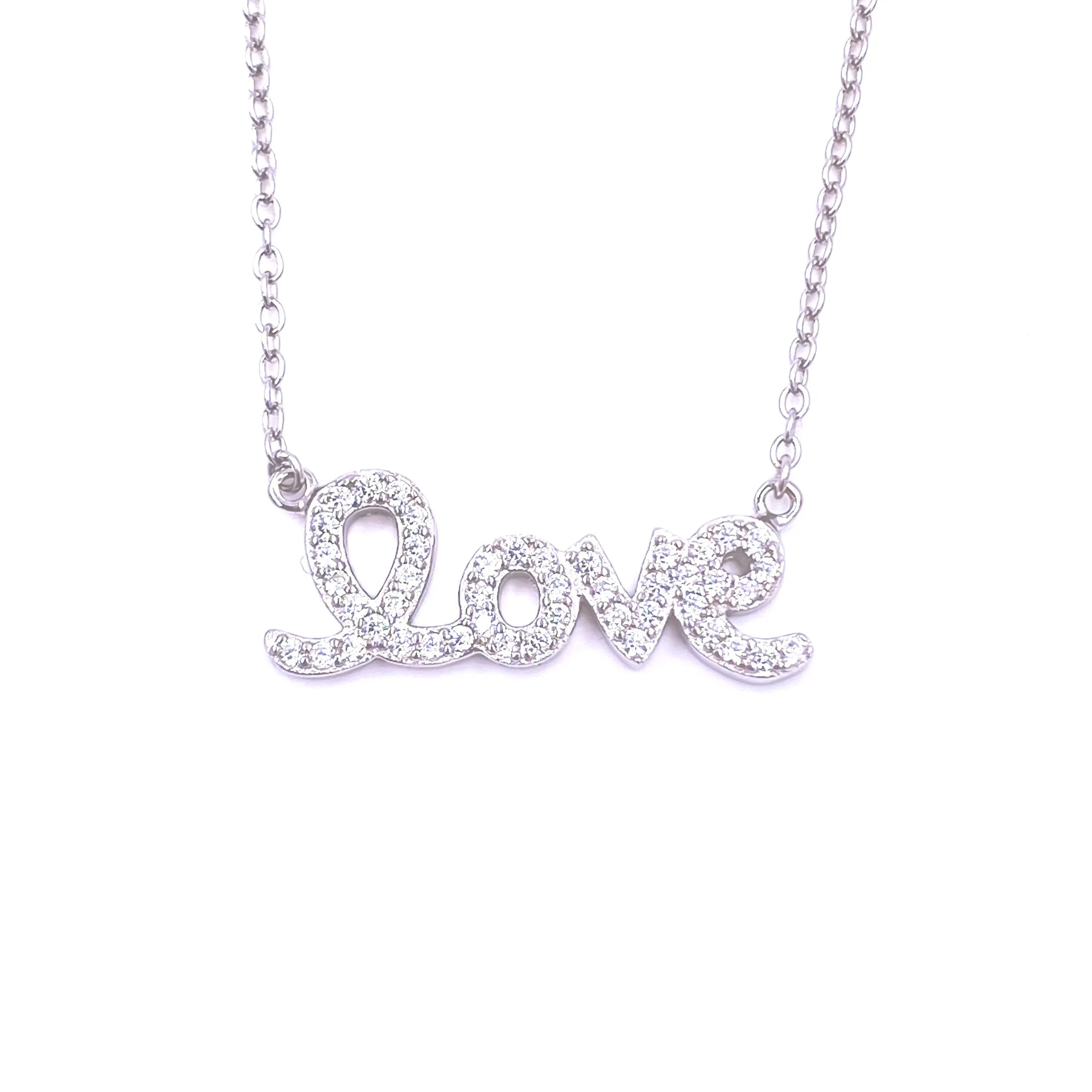 Ashley Gold "Love" Script CZ Necklace
