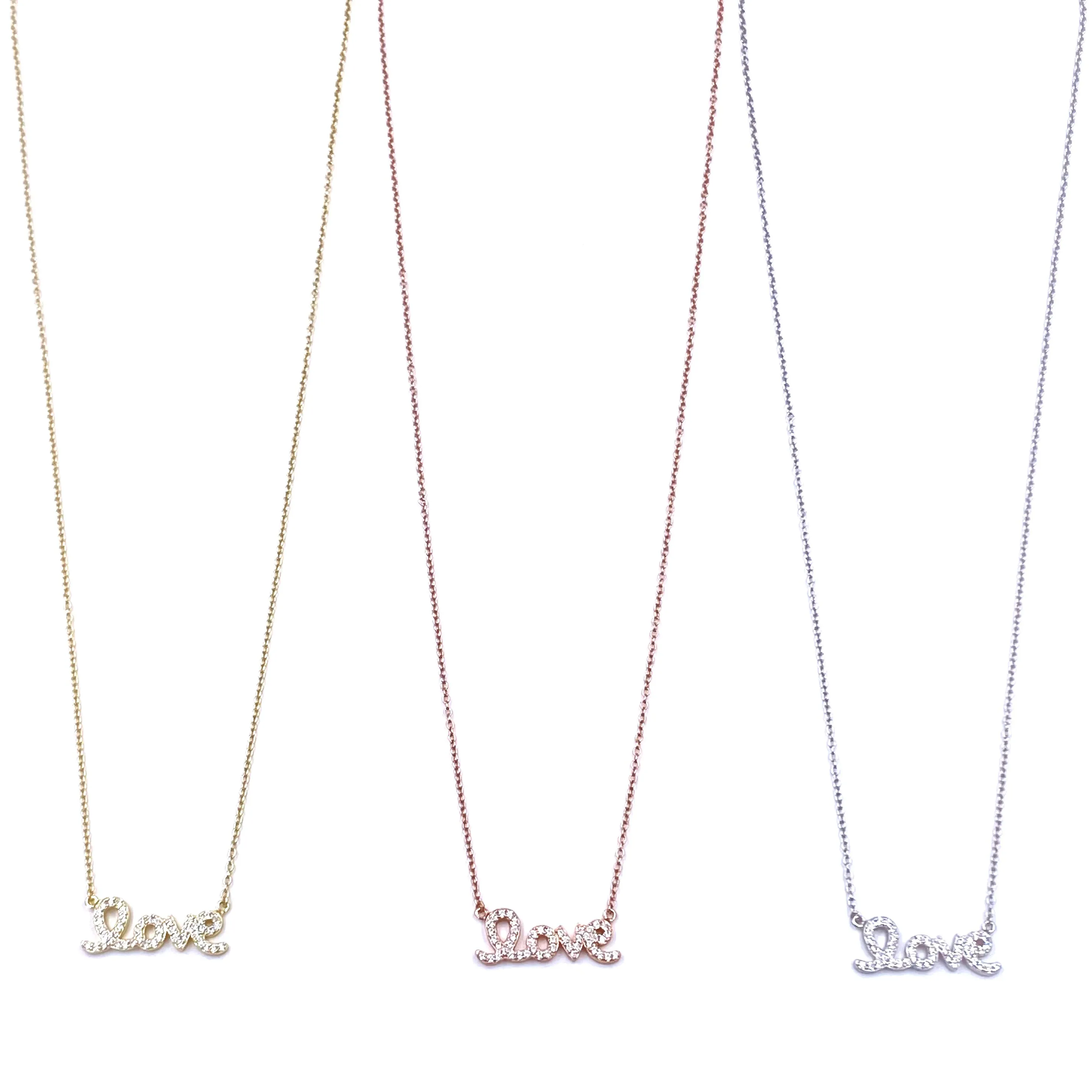 Ashley Gold "Love" Script CZ Necklace