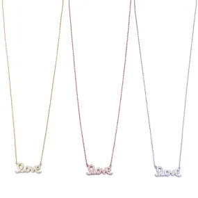 Ashley Gold "Love" Script CZ Necklace