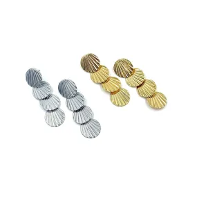 Ashley Gold Stainless Steel 4 Shell Design Drop Earrings