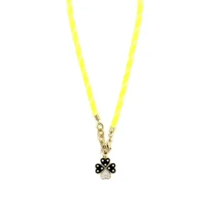 Ashley Gold Stainless Steel Gold Plated Cord Chain With Sterling Silver Enamel Clover Pendant Necklace