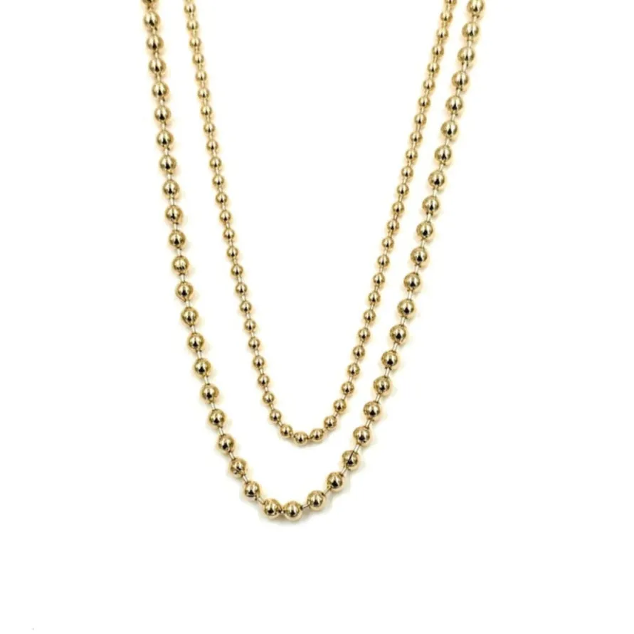 Ashley Gold Stainless Steel Gold Plated Double Ball Strand Necklace