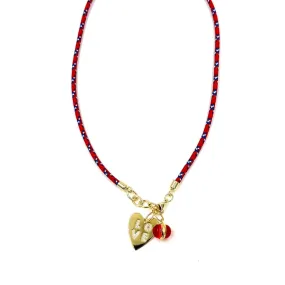 Ashley Gold Stainless Steel Gold Plated Double "LOVE" Charm And Evil Eye Necklace