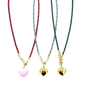 Ashley Gold Stainless Steel Gold Plated Heart Puff Cord Necklace