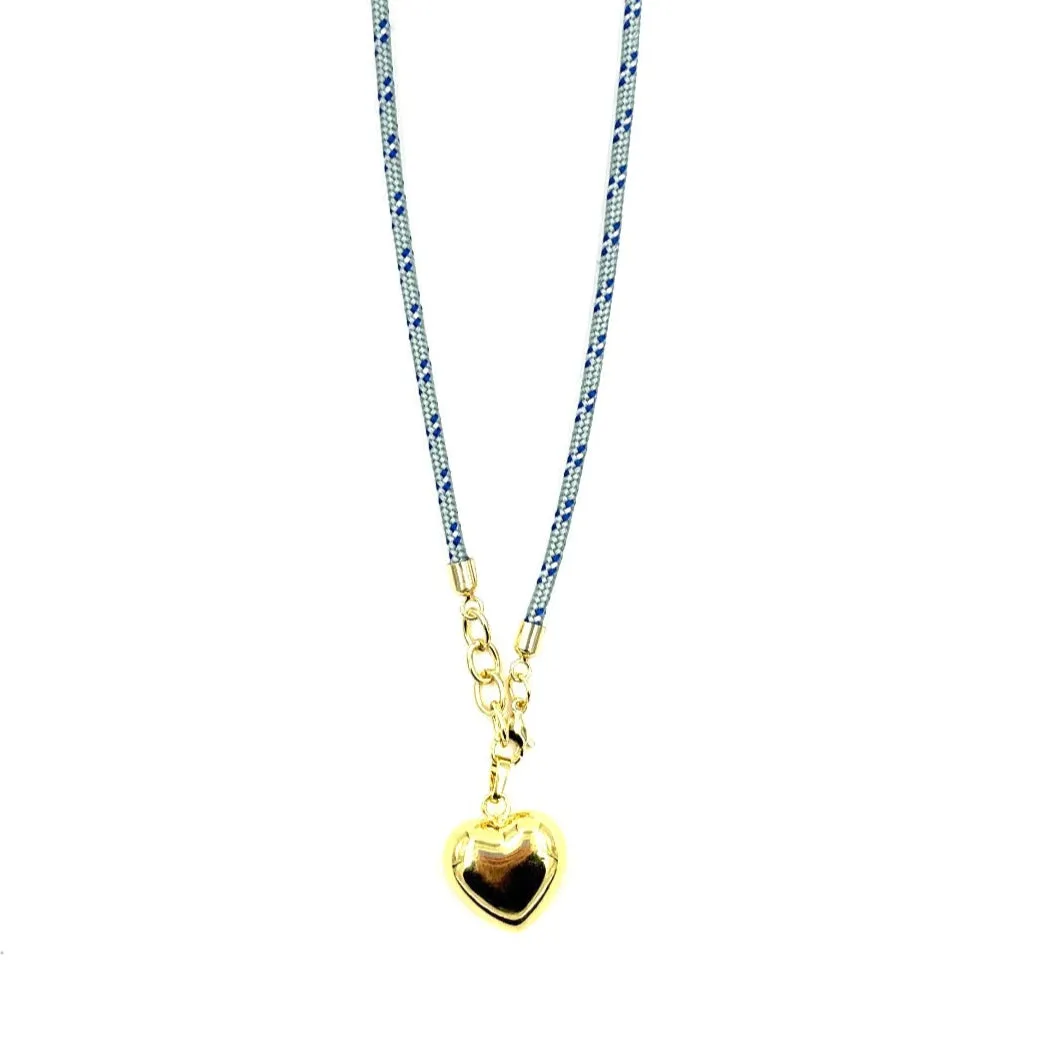 Ashley Gold Stainless Steel Gold Plated Heart Puff Cord Necklace