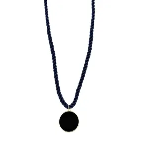 Ashley Gold Stainless Steel Gold Plated Navy Twisted Cord Drop Pendant Necklace