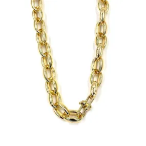 Ashley Gold Stainless Steel Gold Plated Open Link Chunky Lock Necklace