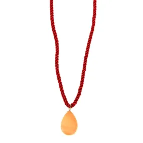 Ashley Gold Stainless Steel Gold Plated Pink Twisted Design Cord Enamel Pendant Necklace