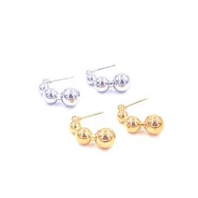 Ashley Gold Stainless Steel Graduated 4 Ball Partial Hoop Earrings