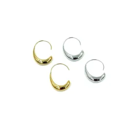 Ashley Gold Stainless Steel Half Moon Open Hoop Earrings