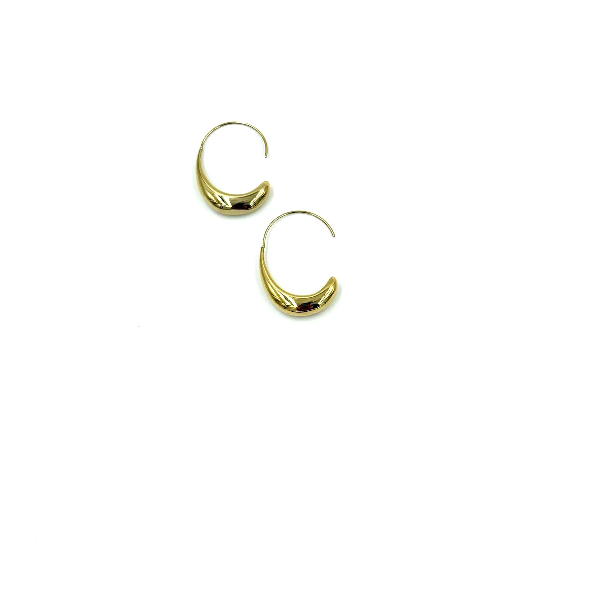 Ashley Gold Stainless Steel Half Moon Open Hoop Earrings