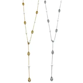 Ashley Gold Stainless Steel Open End Design And Freshwater Pearl Lariat Necklace