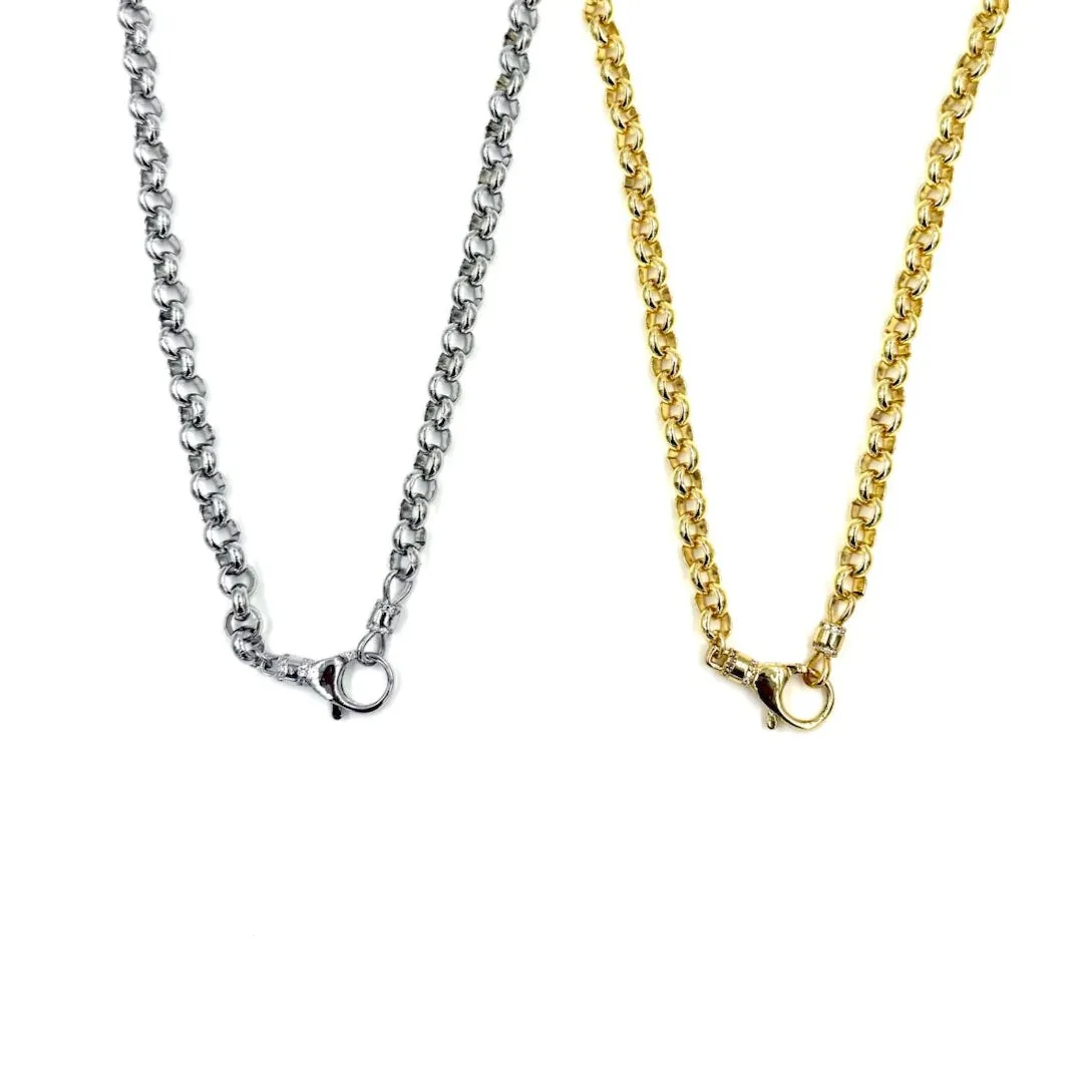 Ashley Gold Stainless Steel Open Link CZ Wrapped Closure Necklace