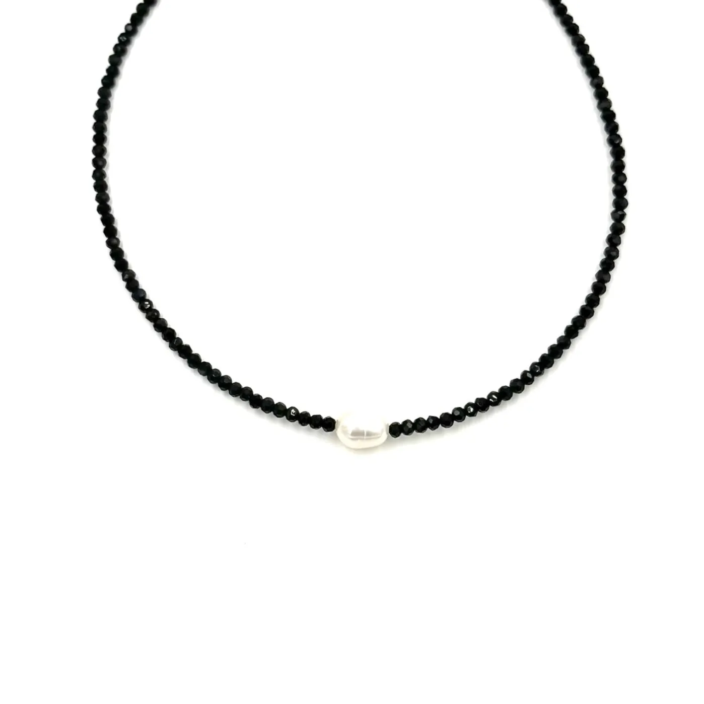 Ashley Gold Stainless Steel Semi Precious Beaded Necklace With Fresh Water Pearl