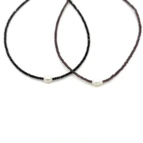 Ashley Gold Stainless Steel Semi Precious Beaded Necklace With Fresh Water Pearl