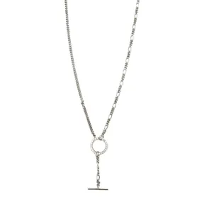 Ashley Gold Sterling Silver Combo Link CZ Circle Drop Necklace
