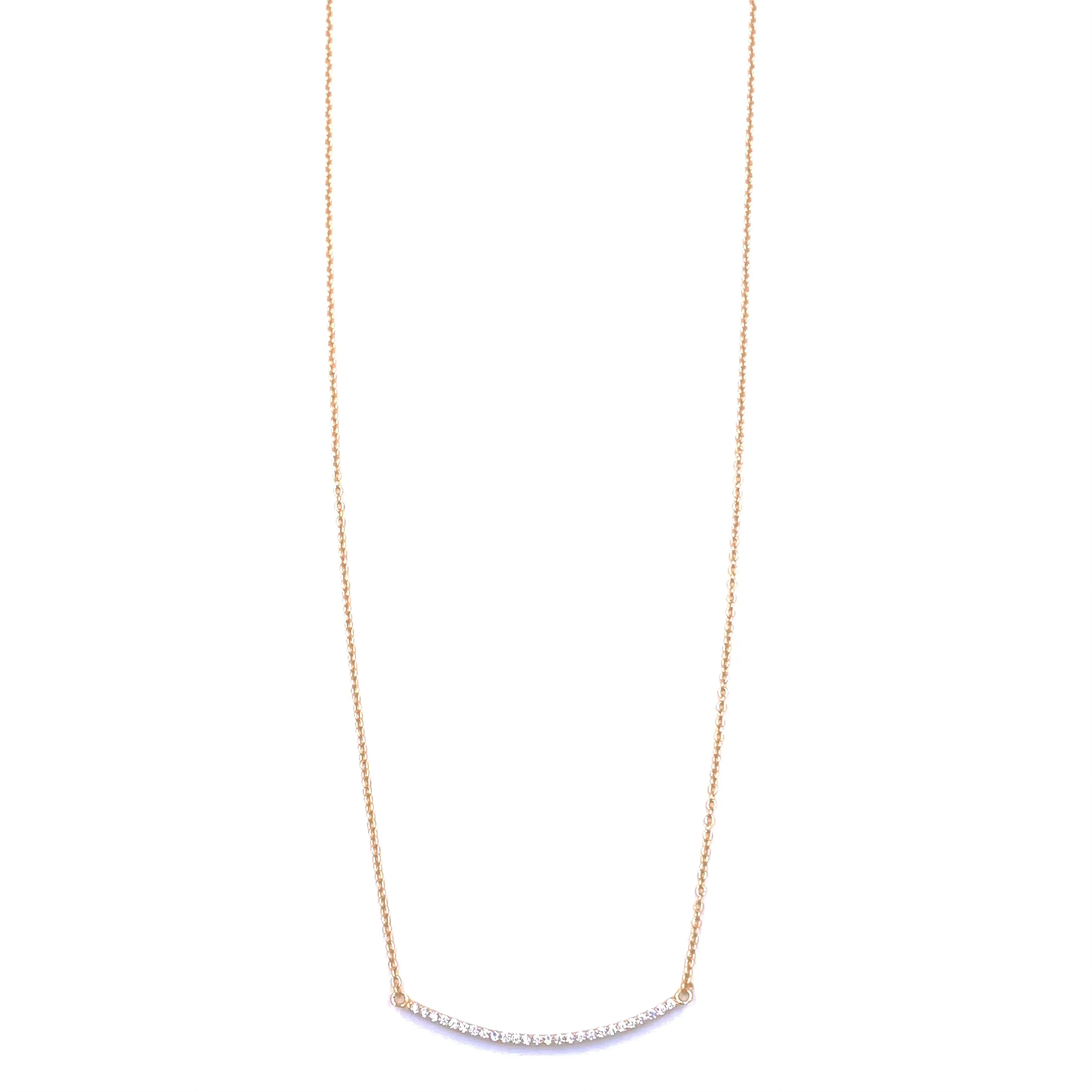 Ashley Gold Sterling Silver Curved CZ Bar Design Necklace