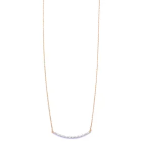 Ashley Gold Sterling Silver Curved CZ Bar Design Necklace