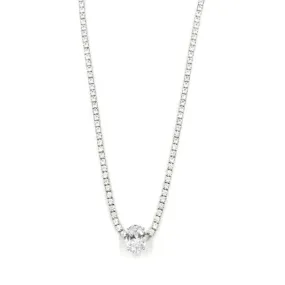 Ashley Gold Sterling Silver CZ Eternity Design With Detachable CZ Pendant Necklace