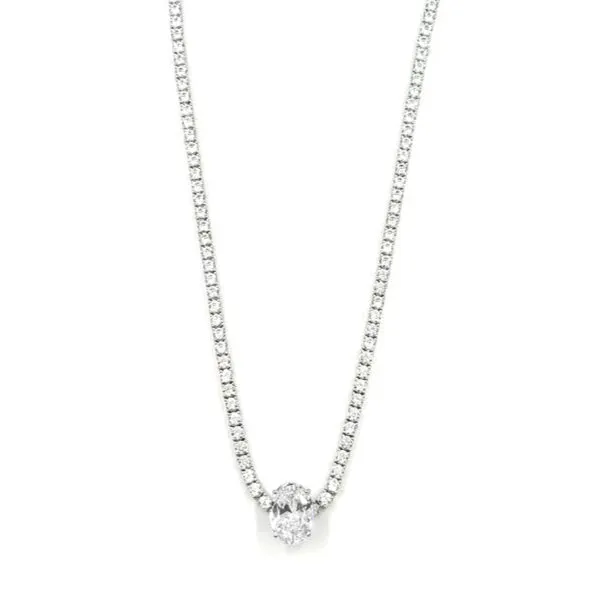 Ashley Gold Sterling Silver CZ Eternity Design With Detachable CZ Pendant Necklace