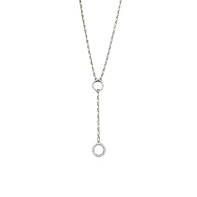 Ashley Gold Sterling Silver Double CZ Circle Lariat Necklace