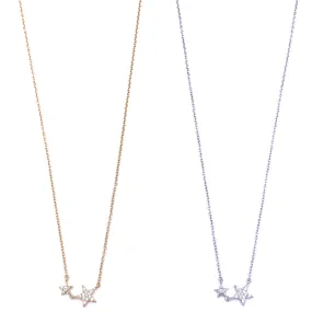 Ashley Gold Sterling Silver Double CZ Star Necklace