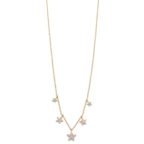 Ashley Gold Sterling Silver Gold Plated 5 Star CZ Encrusted Drop Necklace