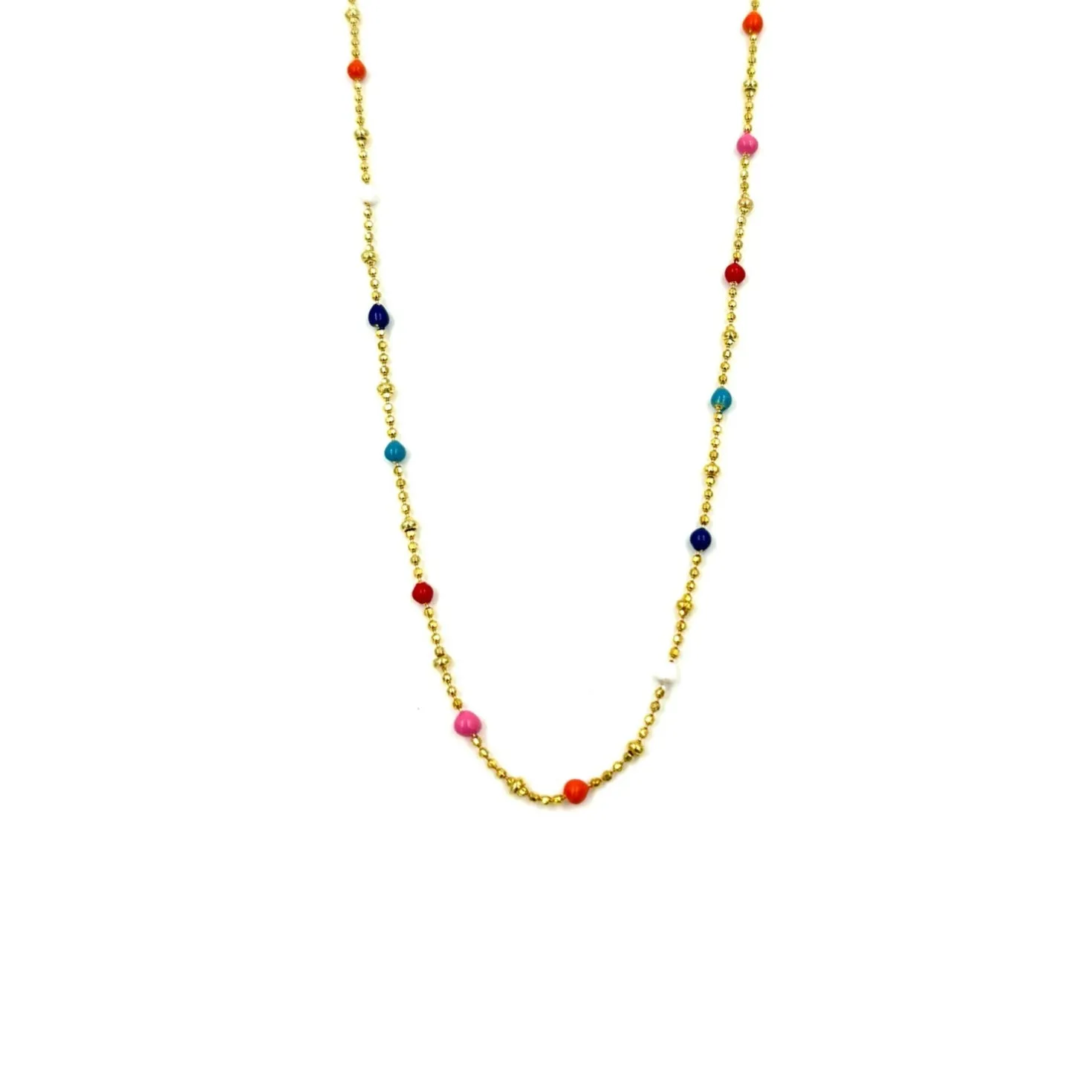 Ashley Gold Sterling Silver Gold Plated Assorted Enamel Ball Design Necklace