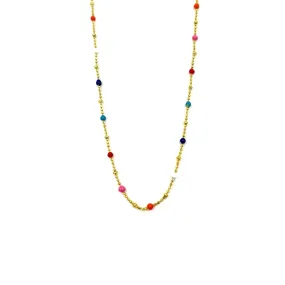 Ashley Gold Sterling Silver Gold Plated Assorted Enamel Ball Design Necklace