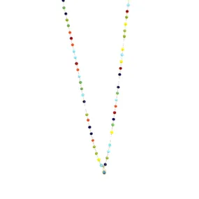 Ashley Gold Sterling Silver Gold Plated Assorted Enamel Beaded Drop Necklace