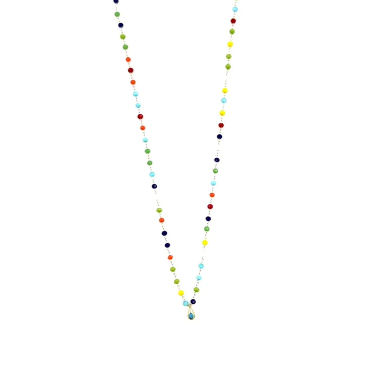 Ashley Gold Sterling Silver Gold Plated Assorted Enamel Beaded Drop Necklace